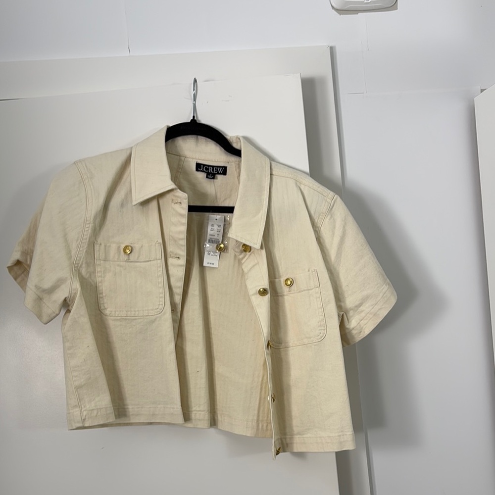 J.Crew Cream Cropped Shirt